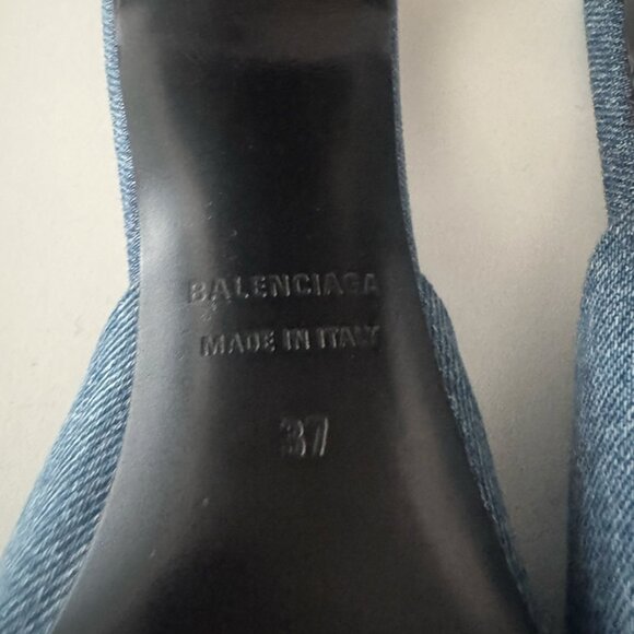 Balenciaga Denim Mules – Block Heel / Rounded Toe / Rare Style - Picture 6 of 7